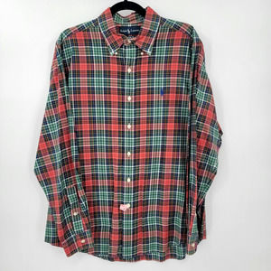 RALPH LAUREN Men's L Classic Fit Plaid Long Sleeve Button-Down Shirt Cotton
